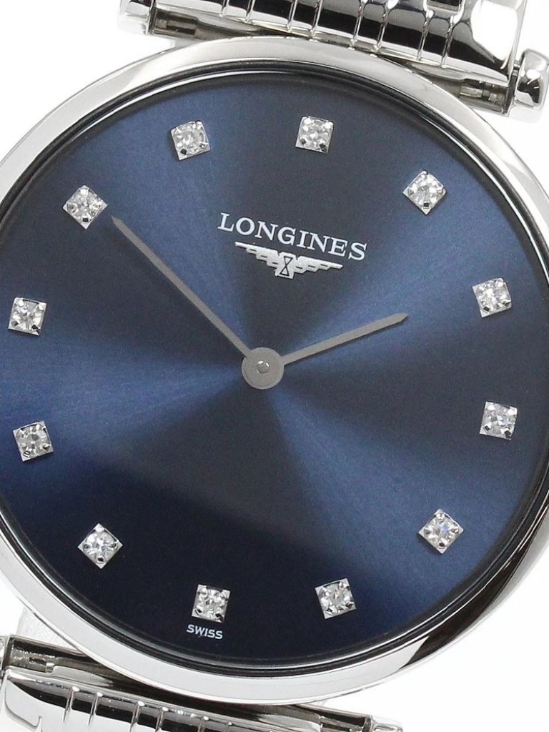 Longines Grand Classic L45124 12p Diamond Navy Dial Quartz Ladies Watch961850